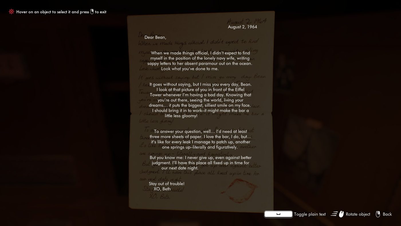 La lettera di Beth a Sophie del 2 agosto 1964 in Lost & Found: A This Bed We Made Story.