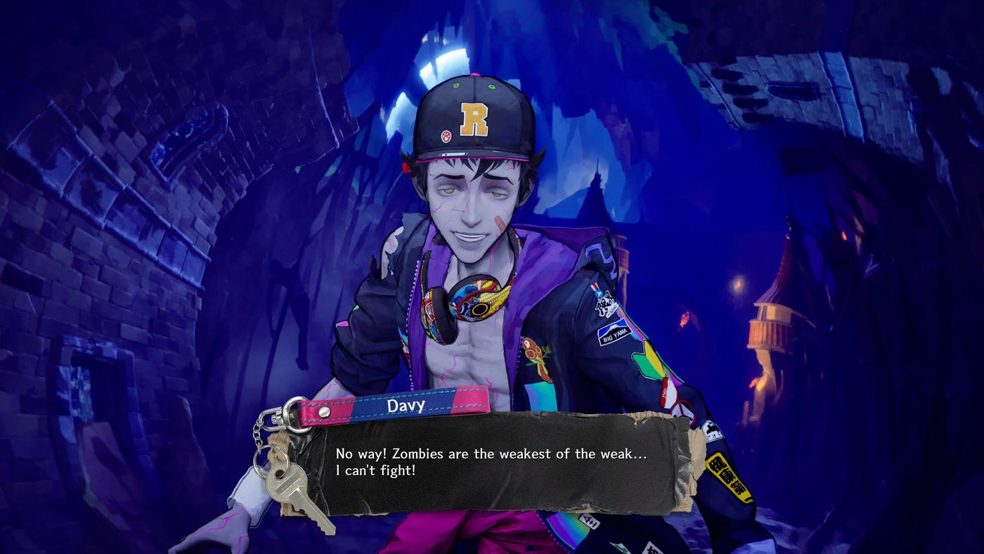 Davy, lo zombie protagonista di Stupid Never Dies, nel dungeon: "I mostri sono i più deboli dei deboli... non posso combattere!